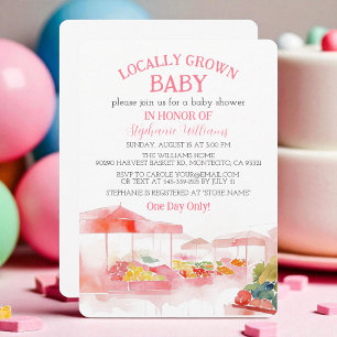 Locally Grown Baby Farmers Market Baby Girl shower Invitation