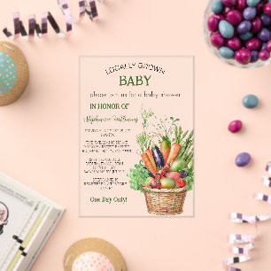 Locally Grown Baby Farmers Market Baby shower Acrylic Invitations