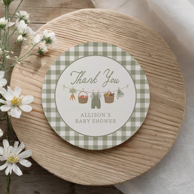 Locally Grown Baby Farmers Market Baby Shower Classic Round Sticker (Creator Uploaded)