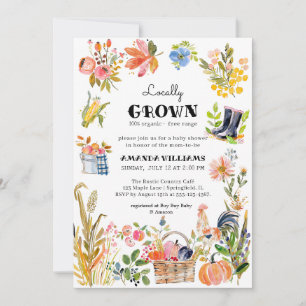 Locally Grown Baby   Farmer's Market Baby Shower Invitation