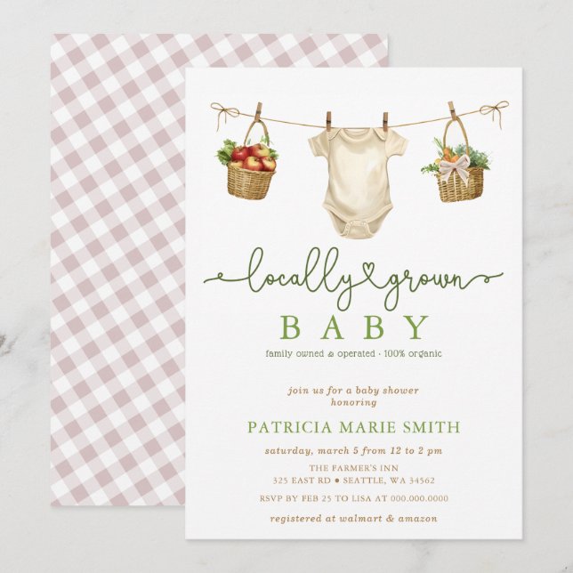 Locally Grown Baby Farmers Market Baby Shower Invitation (Front/Back)