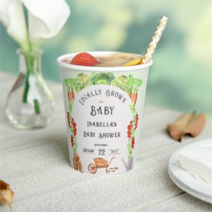 Locally Grown Baby , Farmer's Market  Baby Shower  Paper Cups