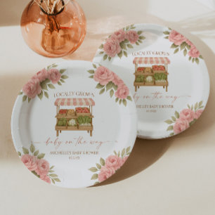 Locally Grown Baby Farmer's Market Baby Shower Paper Plate