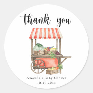 Locally Grown Baby Farmers Market Cart Baby Shower Classic Round Sticker
