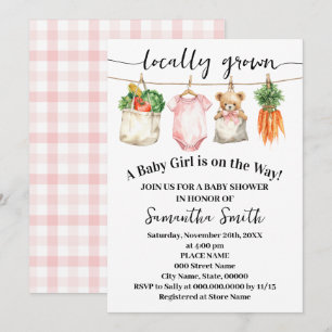 Locally Grown Baby Girl on the Way Baby Shower Invitation