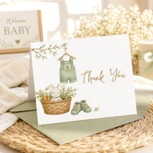 Locally Grown Baby Rustic Bunny Editable Thank You Card