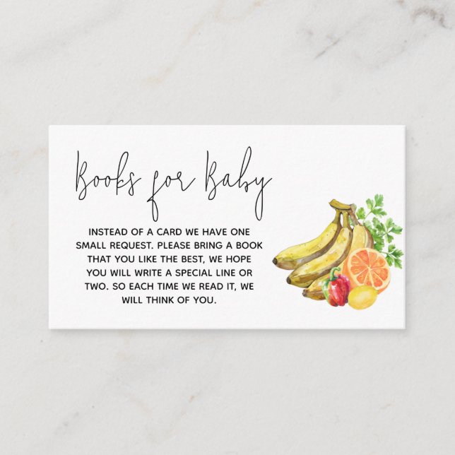 Locally Grown Baby Shower Books for Baby Enclosure Card (Front)