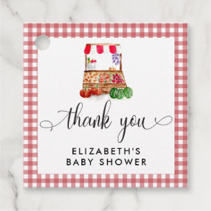 Locally Grown Baby Shower Carrots Gingham Favour Tags