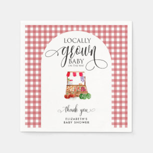 Locally Grown Baby Shower Carrots Gingham Napkin