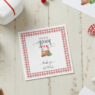 Locally Grown Baby Shower Carrots Gingham Napkin