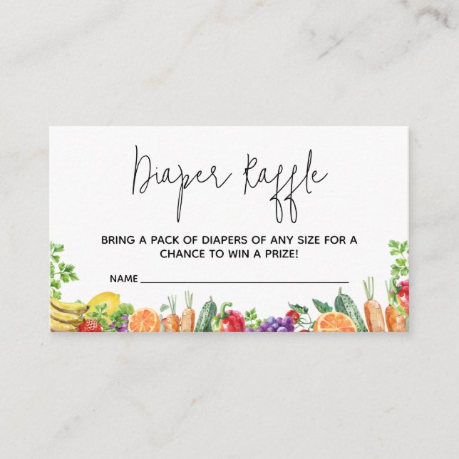Locally Grown Baby Shower Diaper Raffle Enclosure Card (Front)