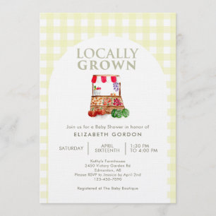 Locally Grown Baby Shower Farm Market Gingham Invitation