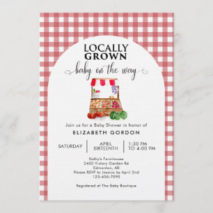 Locally Grown Baby Shower Farm Market Gingham Invitation