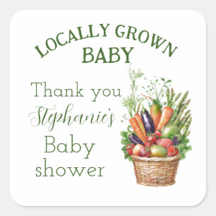 Locally Grown Baby Shower Farmers Market Square Sticker