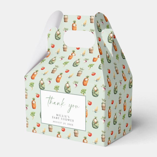 Locally Grown Baby Shower Favour Box Sage Green (Front Side)