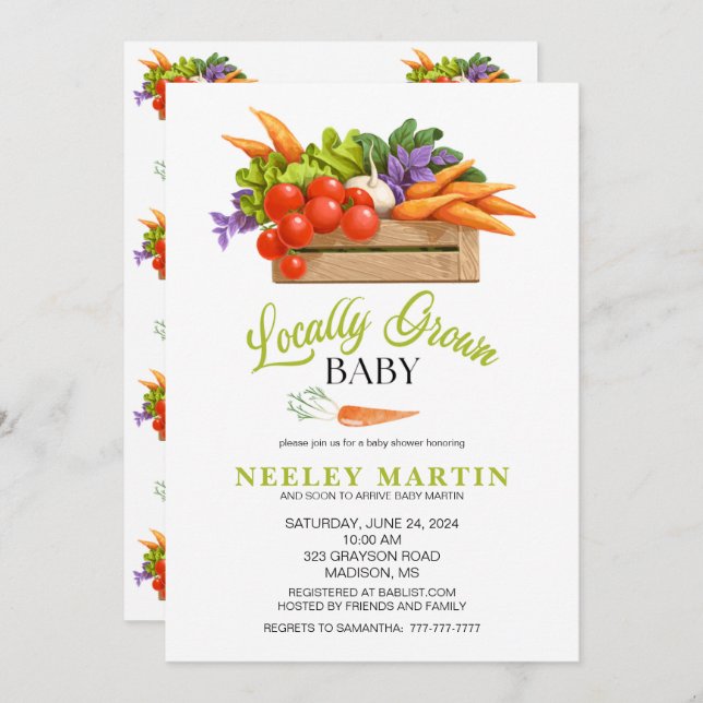 LOCALLY GROWN BABY Shower Invitation (Front/Back)
