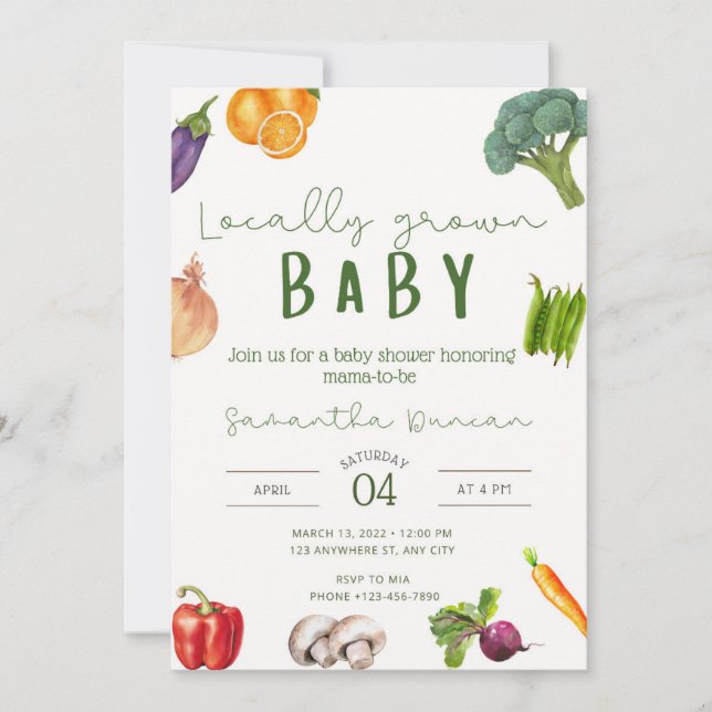 Locally Grown Baby Shower Invitation  (Front)