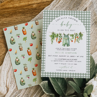 Locally Grown Baby Shower Invitation Sage Green