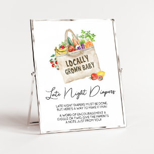 Locally Grown Baby Shower Late Night Diapers Sign