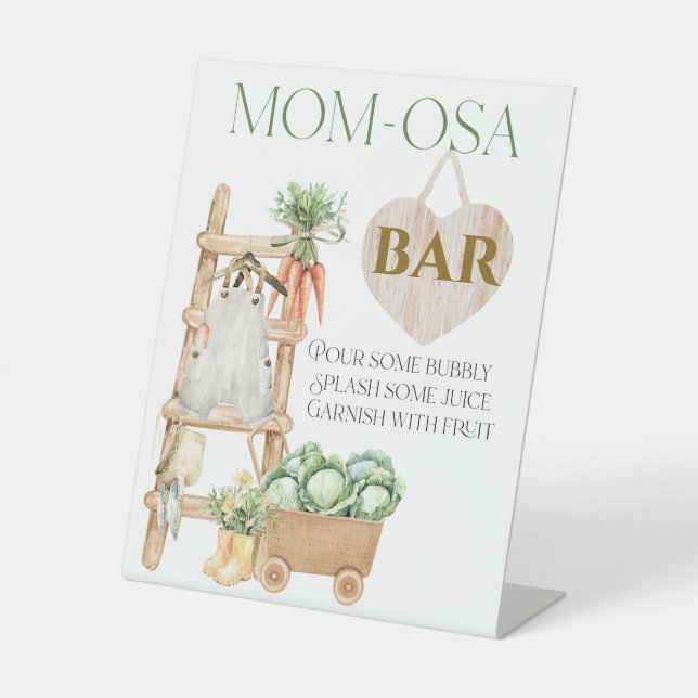 Locally Grown Baby Shower Momosa Bar Pedestal Sign (Front)
