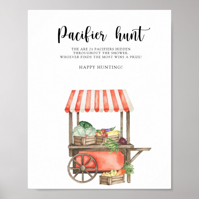 locally grown baby shower - pacifier hunt game poster (Front)
