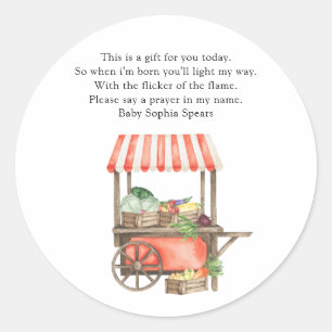 Locally grown baby shower - prayer classic round sticker
