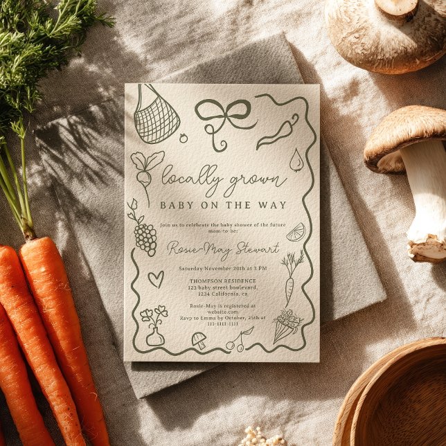 Locally Grown Baby Shower Rustic Farmer’s Market Invitation (Locally Grown Baby Shower Rustic Farmer’s Market Invitation)