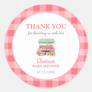 Locally Grown Baby Shower Thank You Classic Round Sticker