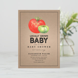 Locally Grown Baby Shower Watercolor Cardstock Invitation