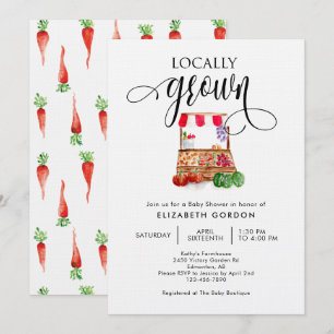 Locally Grown Baby Shower Watercolor Vegetables  Invitation