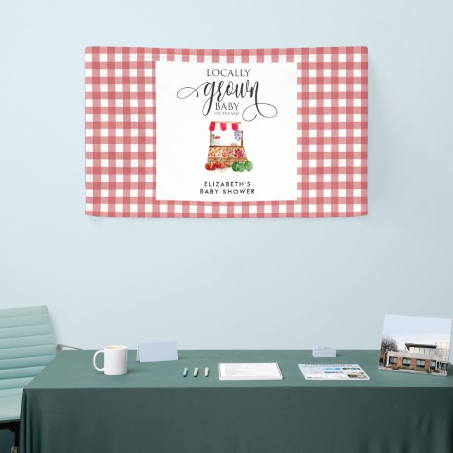 Locally Grown Baby Shower Welcome Gingham Banner (Tradeshow)