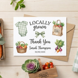 Locally Grown Baby Thank You Card Personalized