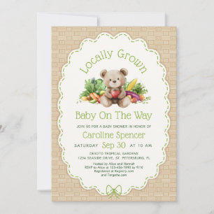 Locally Grown Bear Baby Shower Invitation