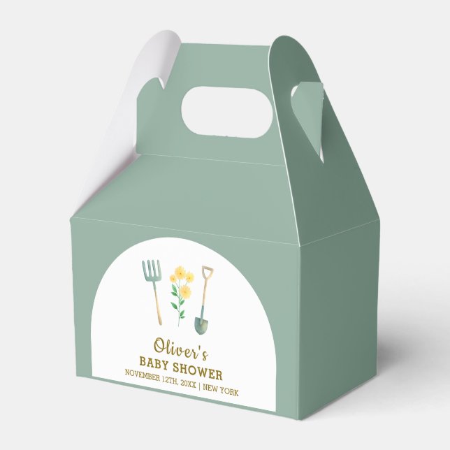Locally Grown Boho Floral Gardening Baby Shower Favor Box (Front Side)