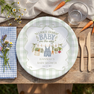 Locally Grown Boy Baby Shower Paper Plate