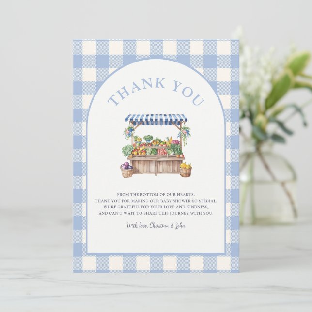 Locally Grown Boy Baby Shower Thank You Card (Standing Front)