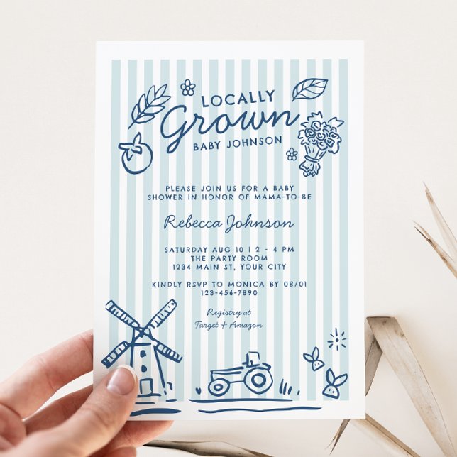 Locally Grown Boys Baby Shower Invitation (Locally Grown Boys Baby Shower Invite)