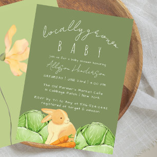 Locally Grown Cabbage Patch Green Baby Shower Invitation