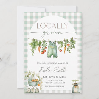 Locally Grown Clothesline Baby Shower Invitation