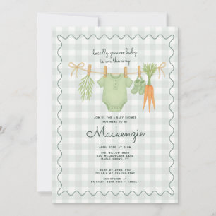 Locally Grown Clothesline Baby Shower  Invitation