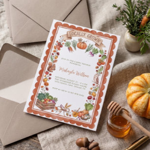 Locally Grown Fall Rustic Pumpkin Baby Shower Invitation