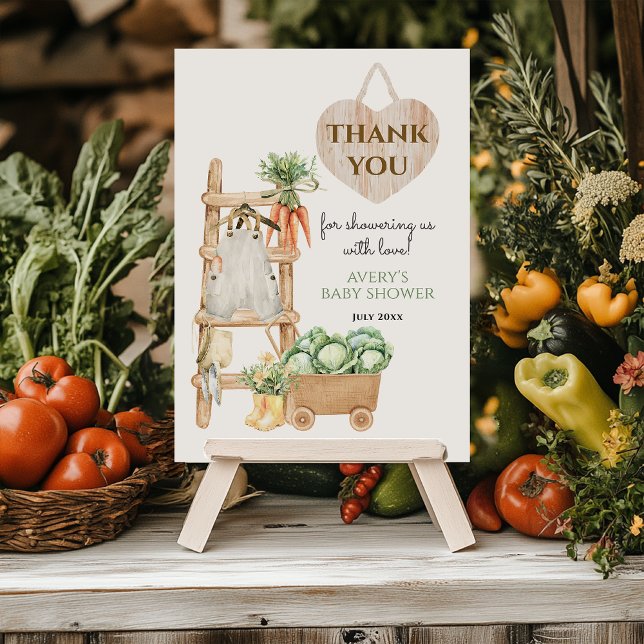 Locally Grown Farm Rustic Baby Shower Thanks Thank You Card (Creator Uploaded)