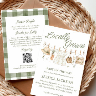 Locally Grown Farmer Market Baby Girl ALL IN ONE Invitation