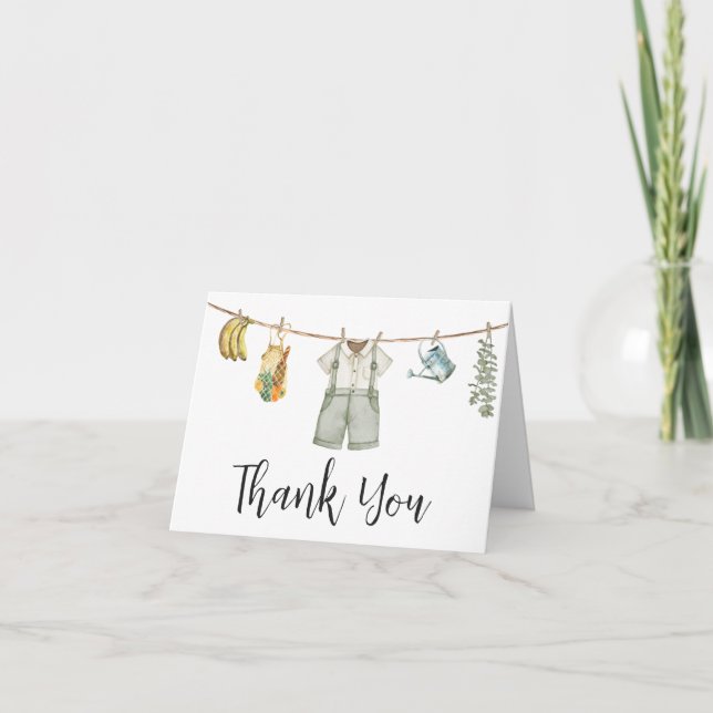 Locally Grown Farmers Baby Shower Thank You Card (Front)