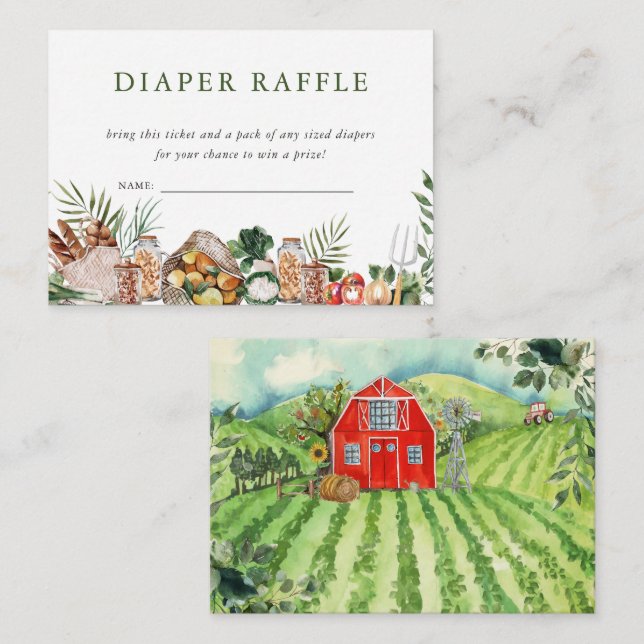 Locally Grown Farmer's Market Baby | Diaper Raffle Enclosure Card (Front/Back)