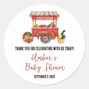 Locally Grown, Farmer's Market Baby Shower Favour Classic Round Sticker