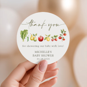 Locally Grown Farmers Market Baby Shower Favour Classic Round Sticker