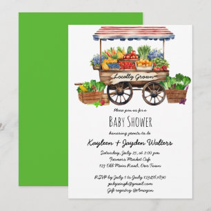 Locally grown farmers market baby shower invitation