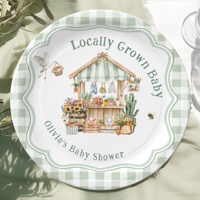 Locally Grown Farmer's Market Baby Shower Paper Plate (Creator Uploaded)