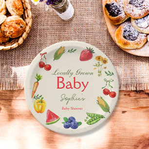 Locally Grown Farmers Market Baby Shower Paper Plate